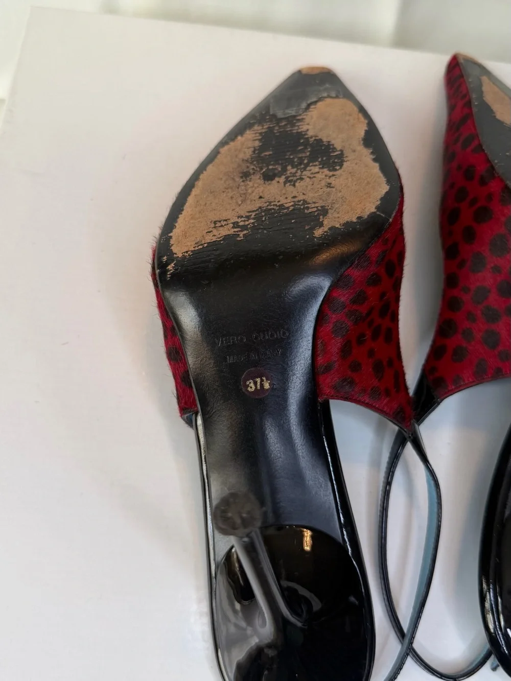 Dolce & Gabbana Red and Black Leopard-Print Slingback Pumps